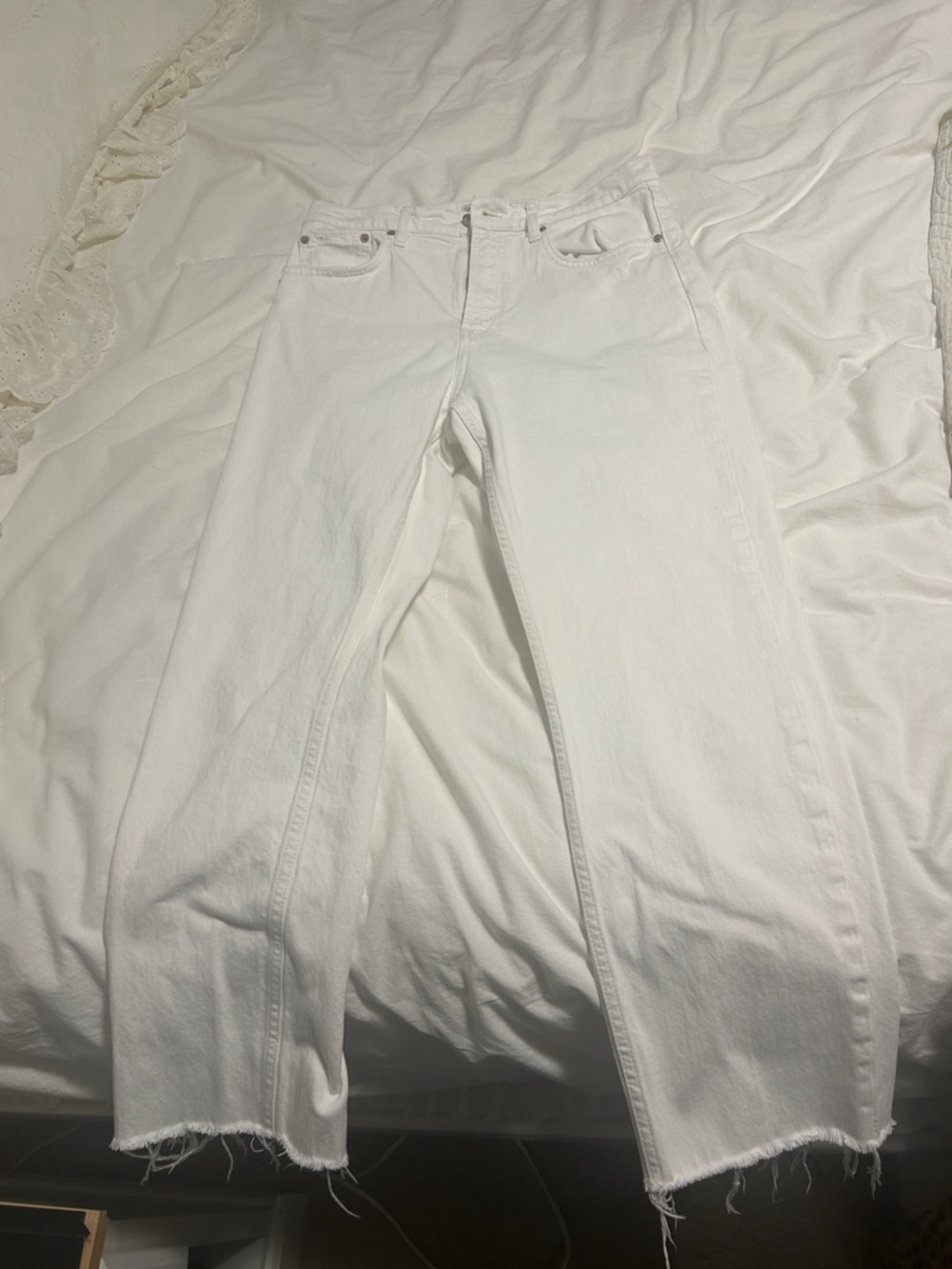 Zara White Wide-Leg High-Rise Jeans - Women's